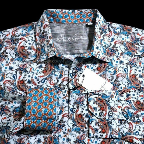 NEW Robert Graham Paisley Floral Colorful 3XL Multicolor Sport Shirt - Picture 3 of 12
